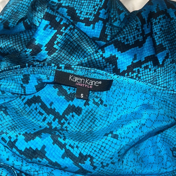 Karen Kane Silk Slip Skirt, Midi Side Slit Snake Print Skirt - Picture 2 of 6